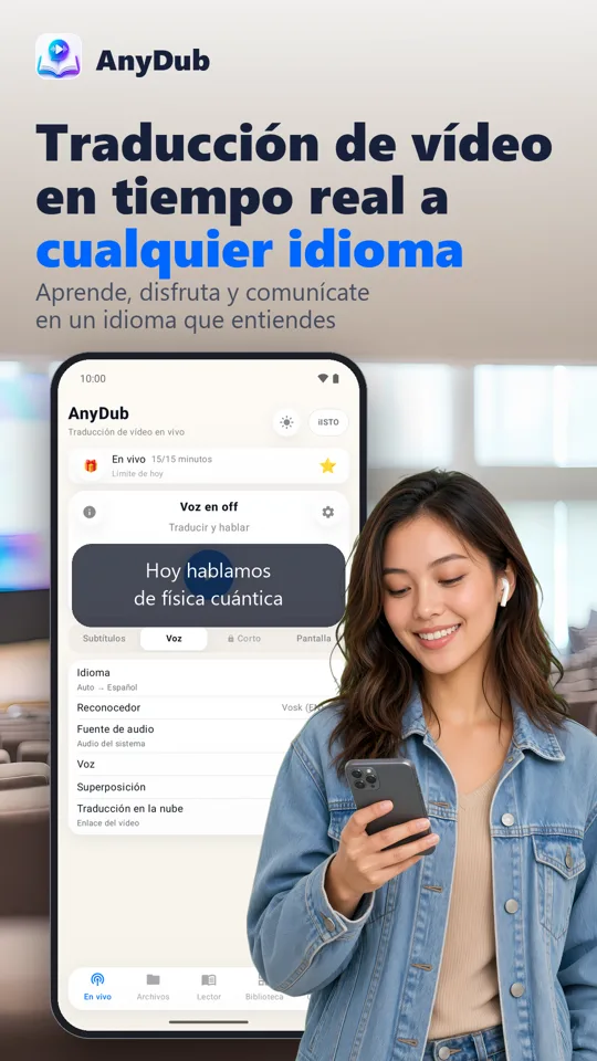 AnyDub: Video & PDF Translator: pantalla principal
