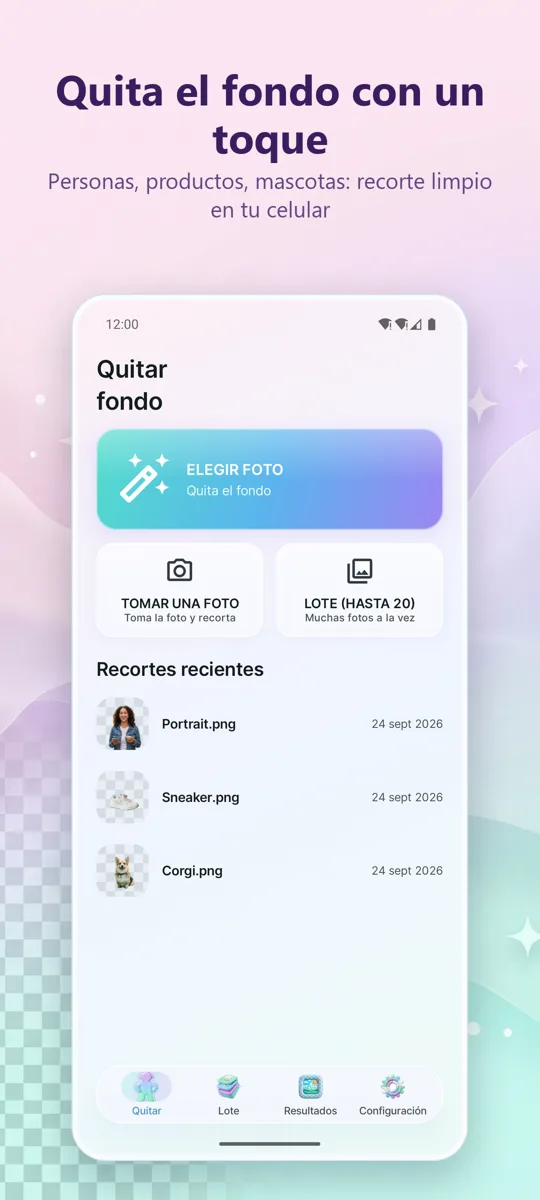 Quitar Fondo: pantalla principal