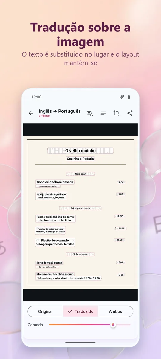 Tradutor de Câmara: Foto: captura de ecrã 2