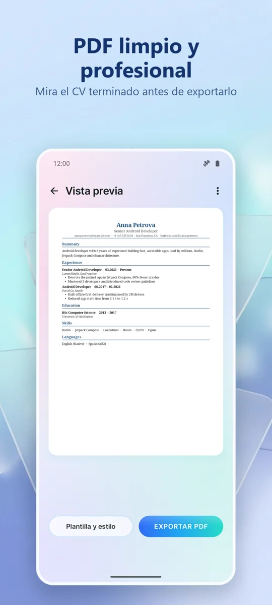 Creador de CV: captura de pantalla 3