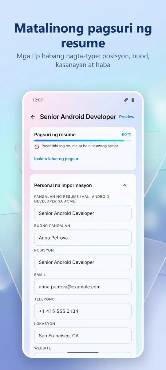Tagagawa ng Resume: CV Maker: screenshot 2