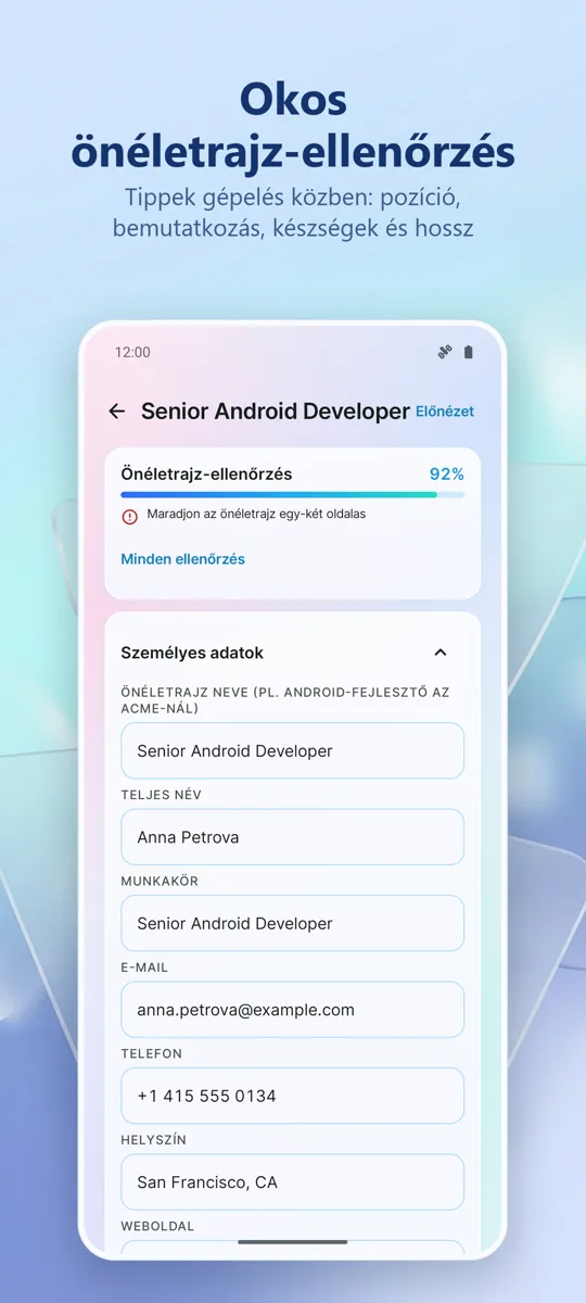 Önéletrajz készítő: CV Maker: képernyőkép 2