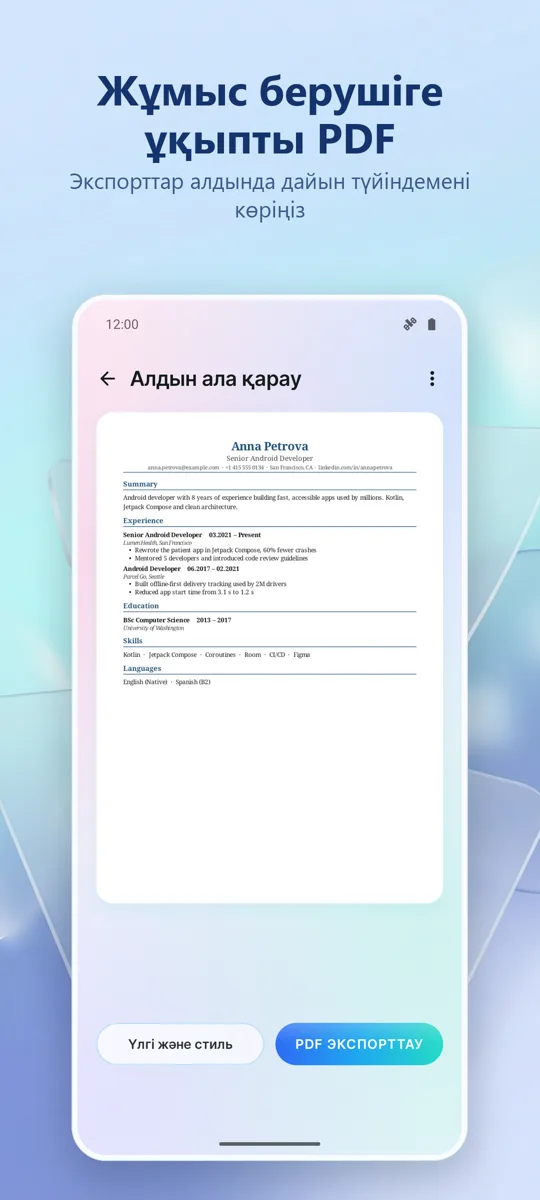 Түйіндеме жасаушы: CV: скриншот 3