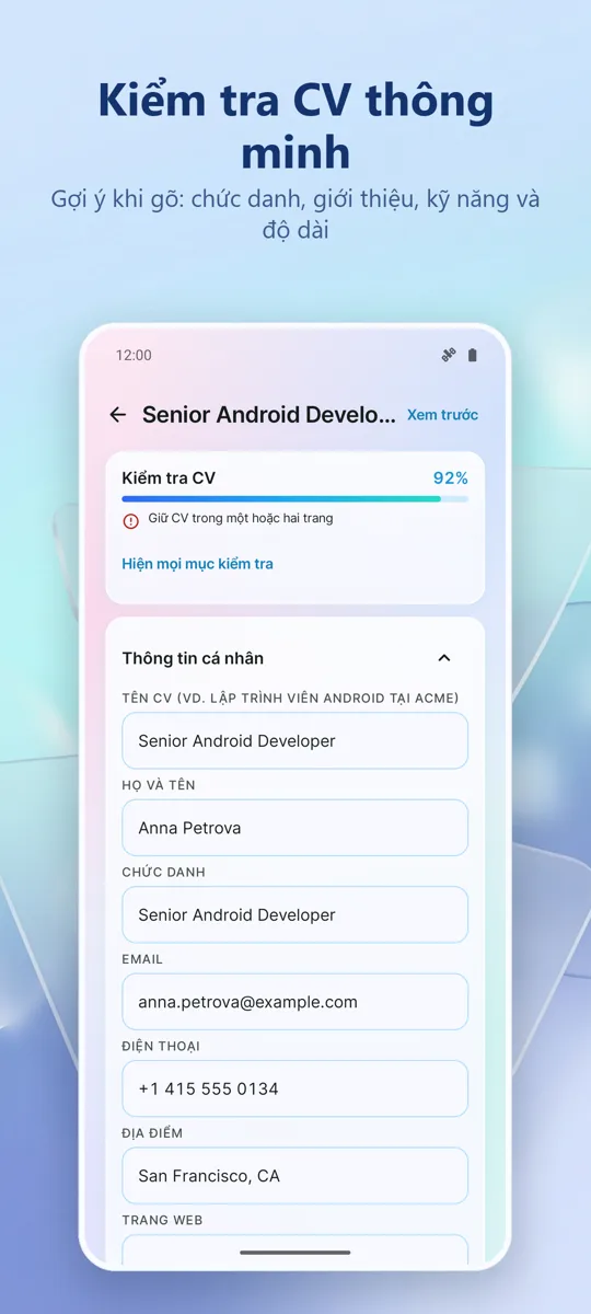 Tạo Resume: ảnh chụp màn hình 2