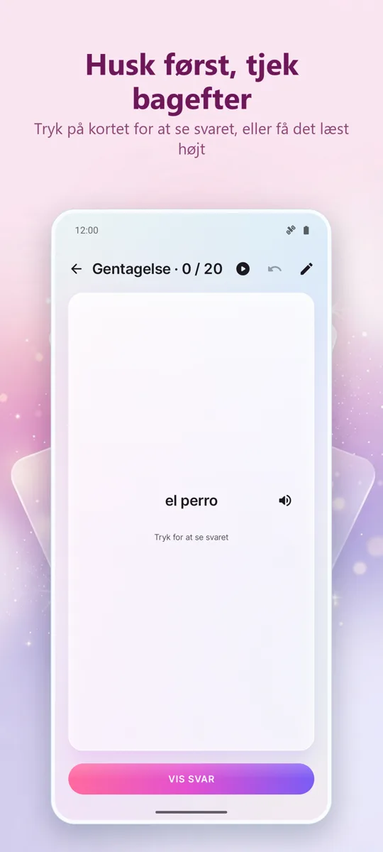 Flashcards: Intervalstudie: skærmbillede 2