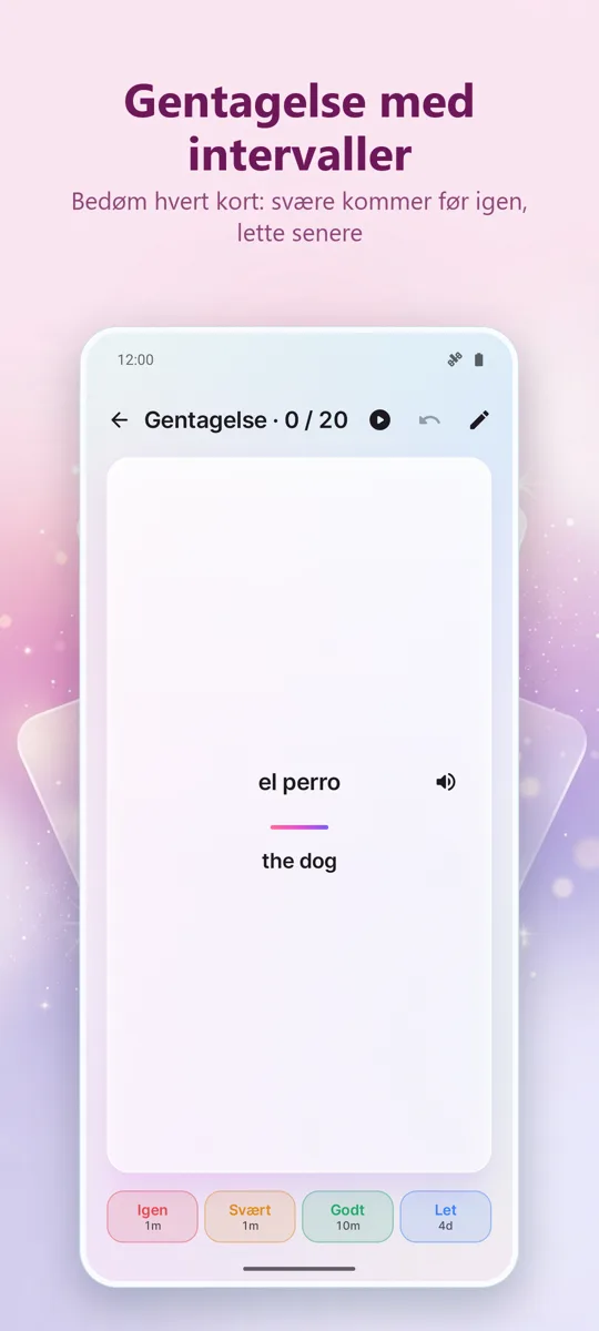 Flashcards: Intervalstudie: skærmbillede 3