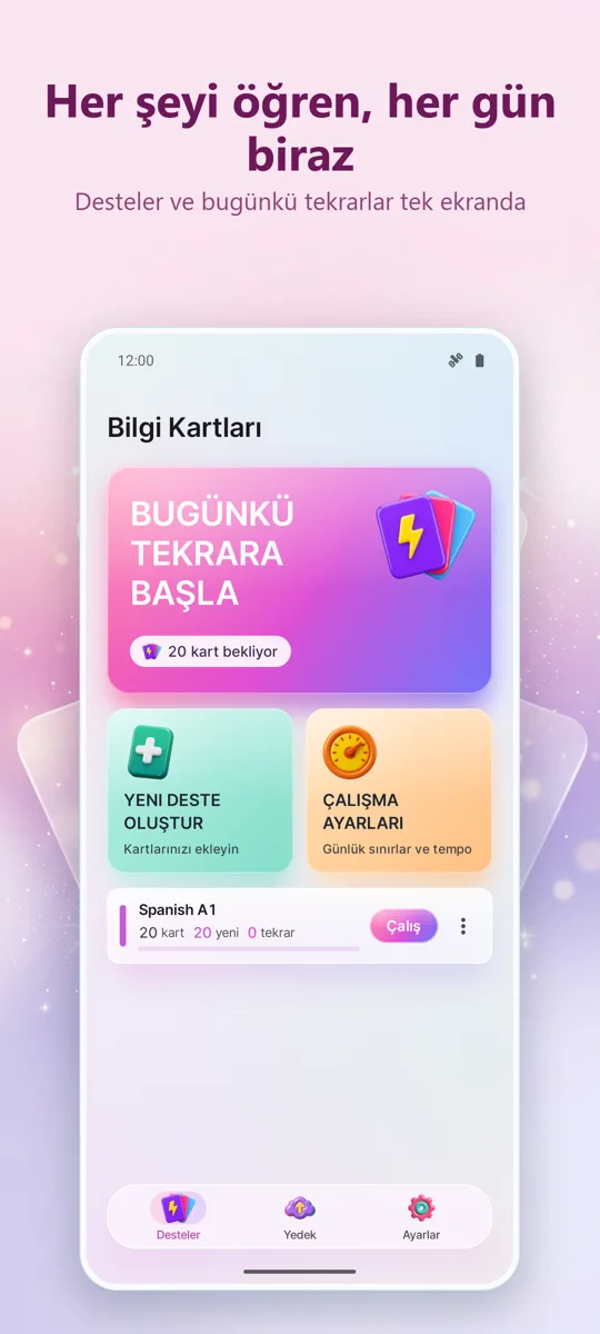 Bilgi Kartları: ana ekran