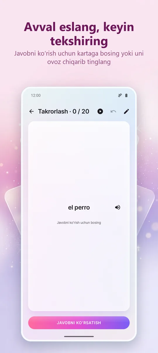Flashcards: Oraliq O‘rganish: skrinshot 2