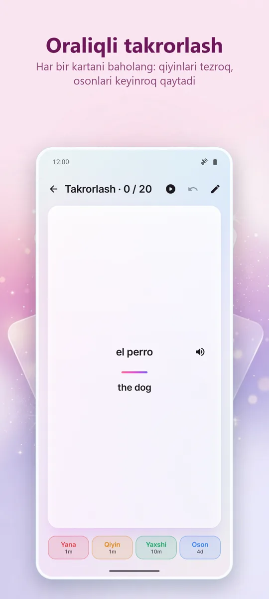 Flashcards: Oraliq O‘rganish: skrinshot 3