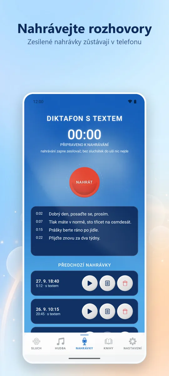 Hearing+: snímek obrazovky 3