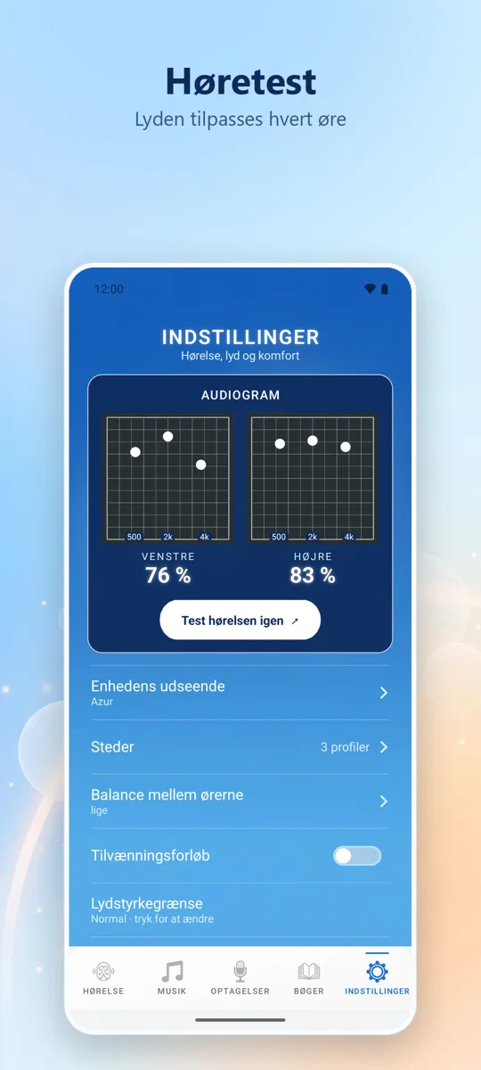 Hearing+: skærmbillede 4