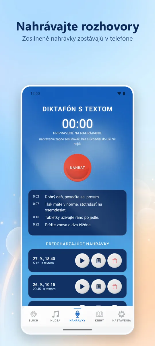 Hearing+: snímka obrazovky 3