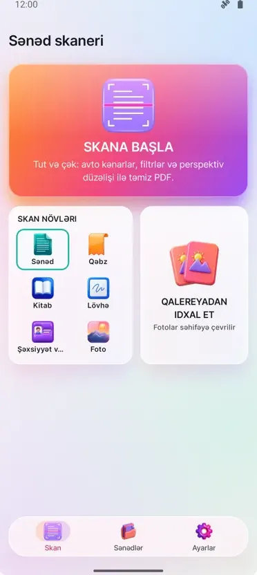 Sənəd Skanneri: PDF Skan