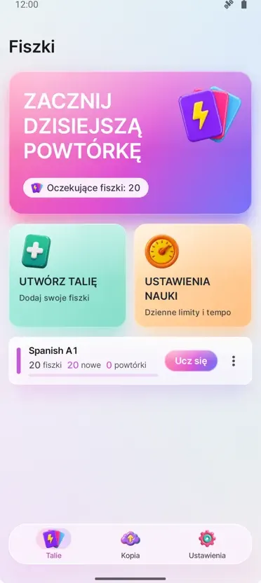Fiszki: Nauka z powtórkami
