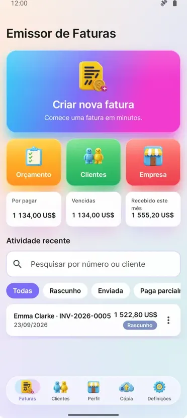 Criador de Faturas: PDF