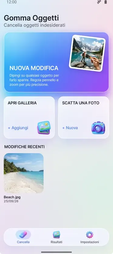 Cancella Oggetti: Rimuovi
