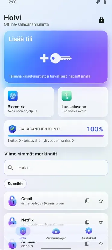 Salasananhallinta: Holvi