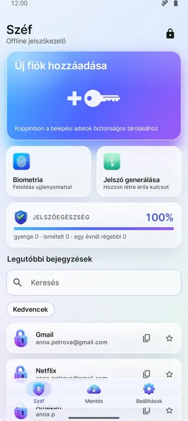 Jelszókezelő: Széf