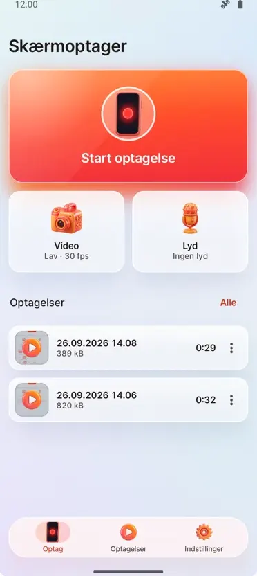 Skærmoptager: HD Optagelse