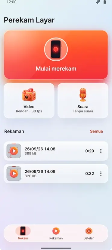 Perekam Layar: Rekam HD