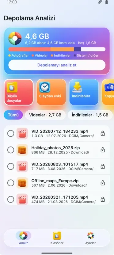 Depolama Analizi: Temizleyici