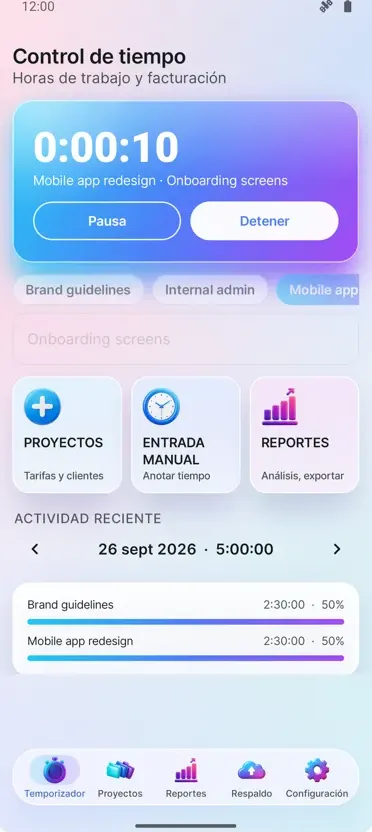 Control de Tiempo: Horas