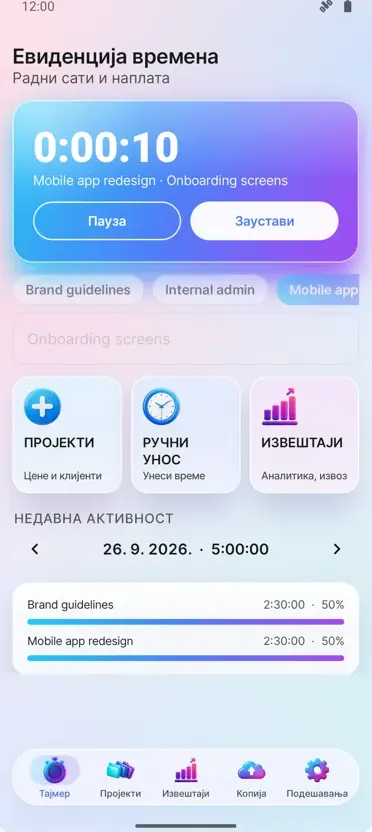 Праћење времена: Радни сати