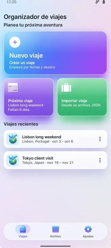 Organizador de Viajes: Plan.