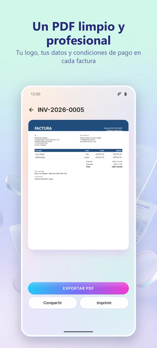 Facturas y Presupuestos PDF: captura de pantalla 3