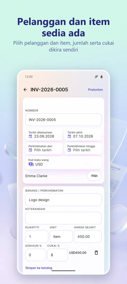 Invoice Maker: PDF Pengebilan: tangkapan skrin 2