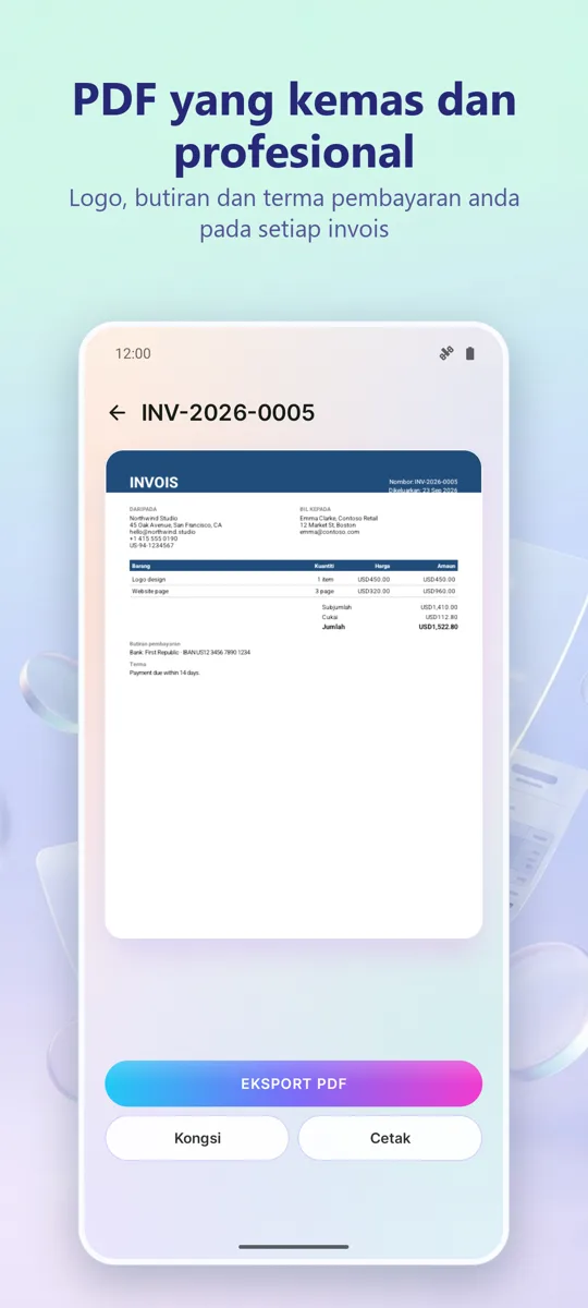 Invoice Maker: PDF Pengebilan: tangkapan skrin 3