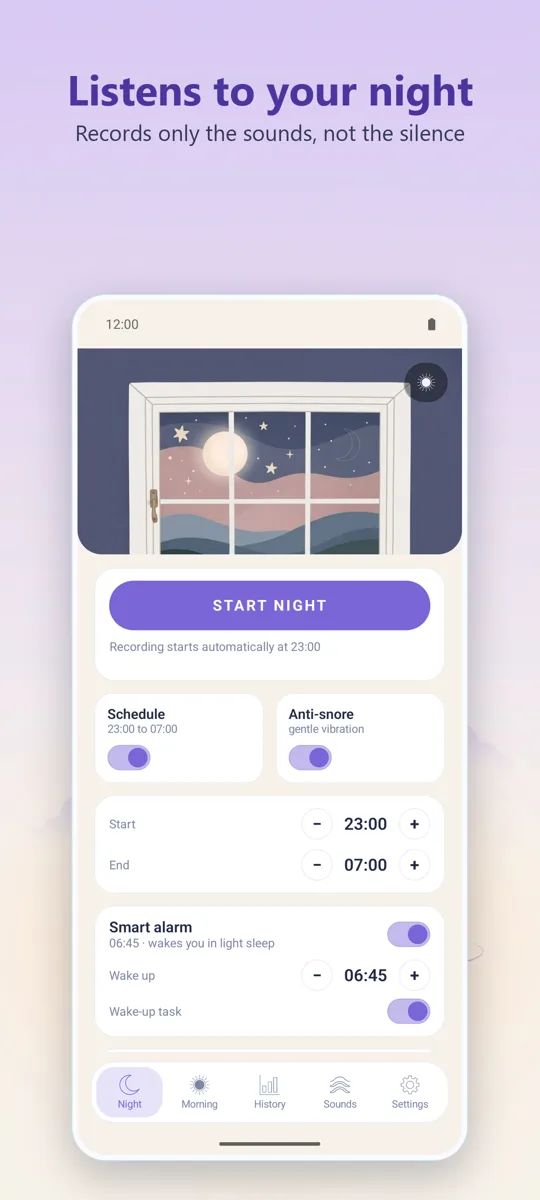 Night Recorder: main screen