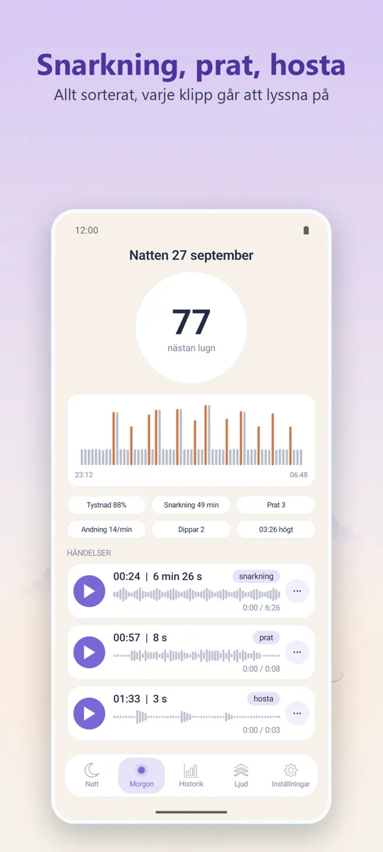 Nattinspelare: skärmbild 2