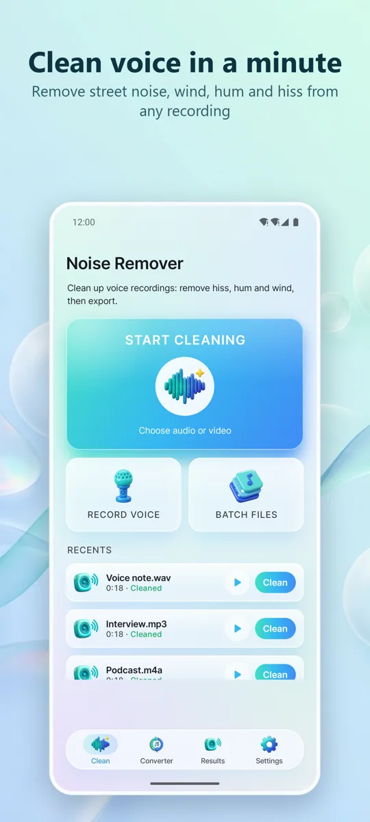 Noise Remover: Clean Audio: main screen