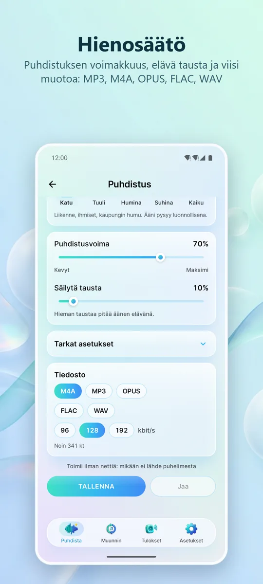 Kohinanpoisto: Selkeä ääni: kuvakaappaus 3