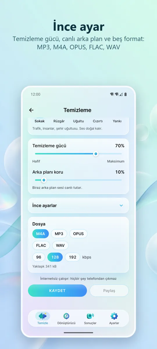 Gürültü Giderici: Temiz Ses: 