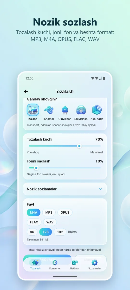 Shovqinni tozalash: Toza audio: skrinshot 3
