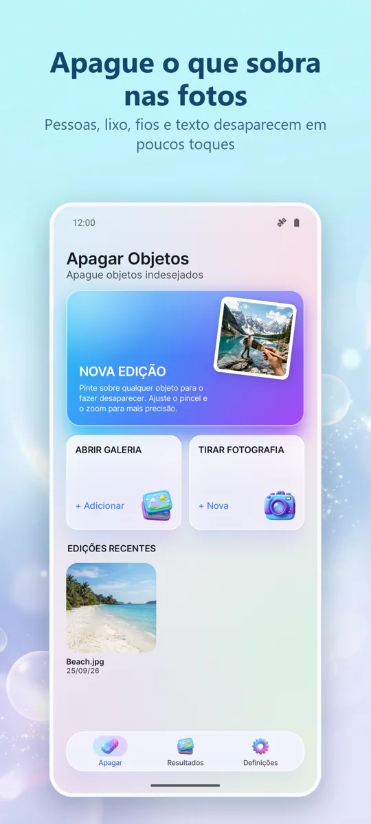 Apagar Objetos: Remover: ecrã principal