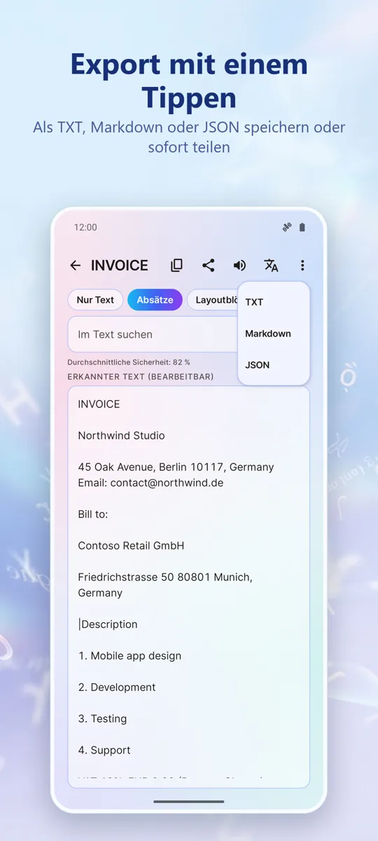 OCR Scanner: Bild zu Text: Screenshot 3