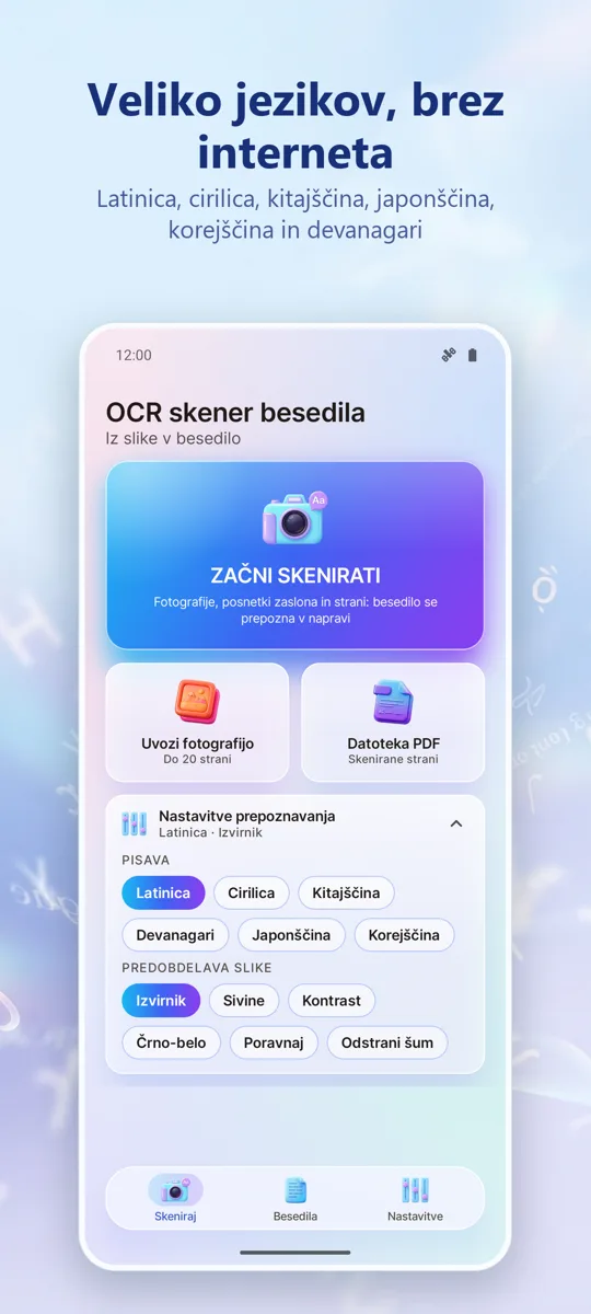 OCR Skener: Slika v besedilo: posnetek zaslona 4