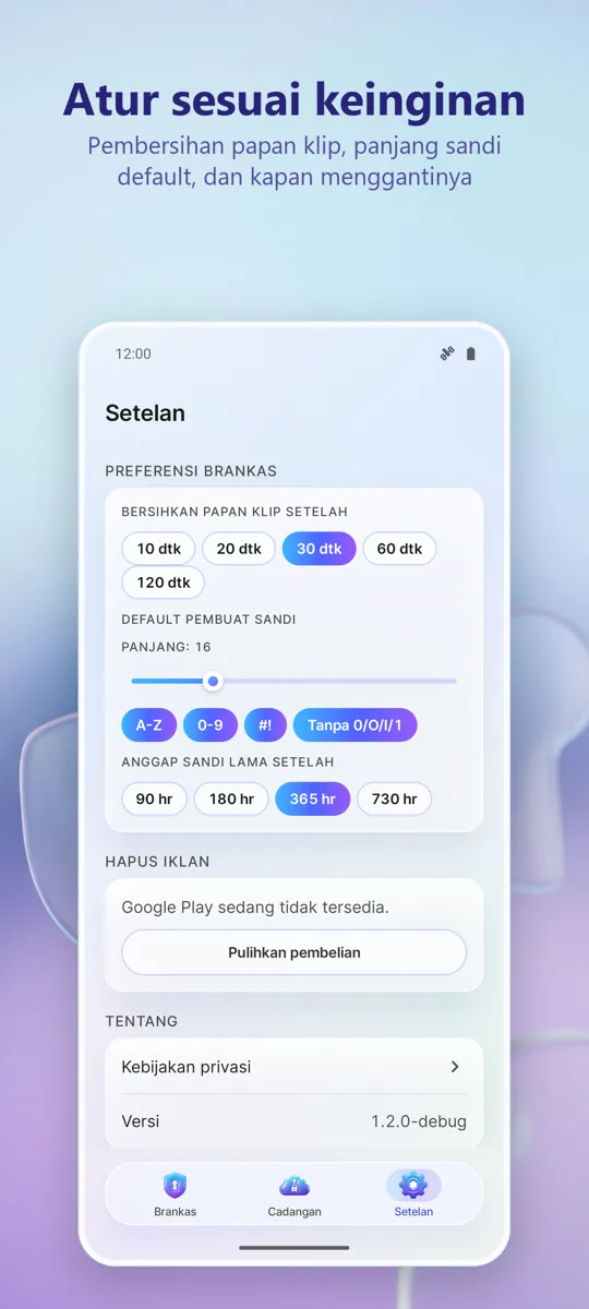 Manajer Kata Sandi: Brankas: tangkapan layar 3