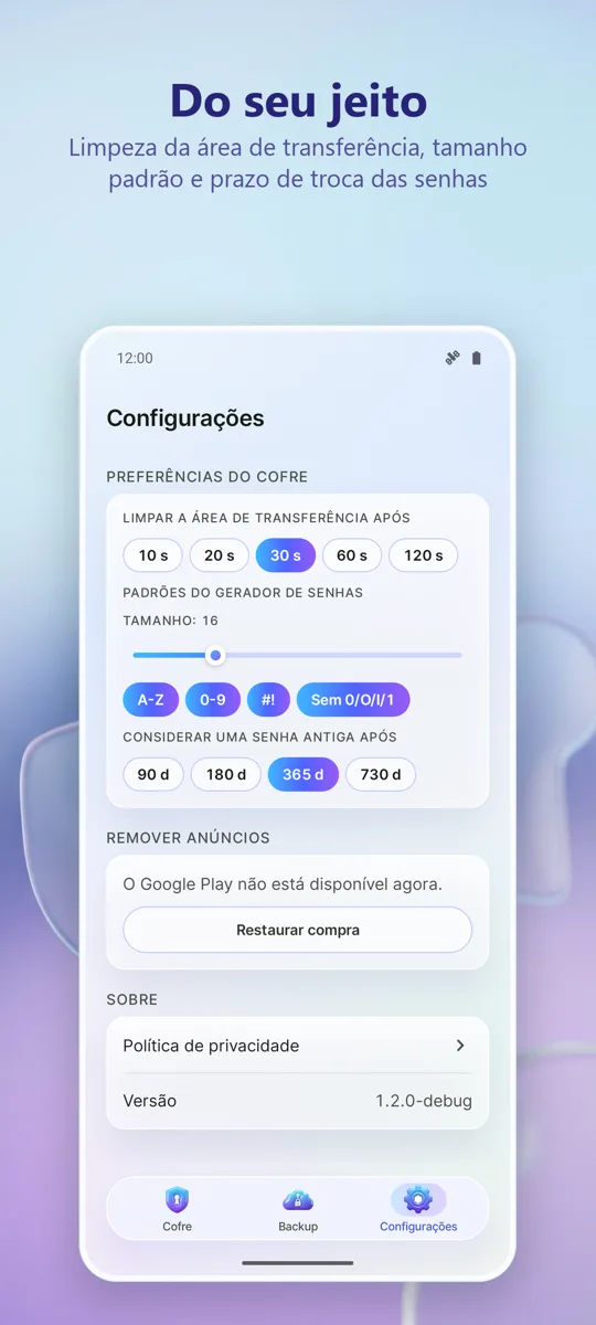 Gerenciador de Senhas: Cofre: captura de tela 3