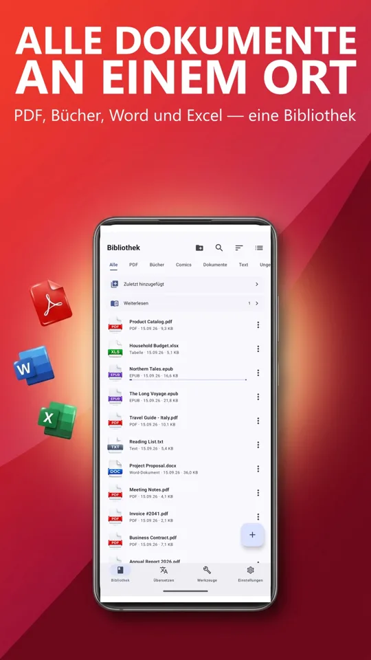 PDF Reader: Übersetzen & Hören: Hauptbildschirm
