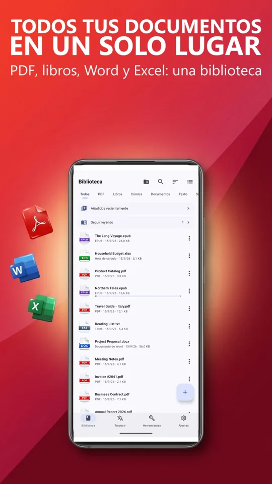 PDF Reader: Translate & Voice: pantalla principal