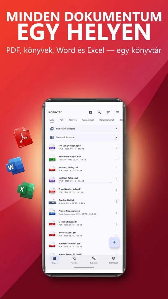 PDF olvasó: fordítás, hang: főképernyő