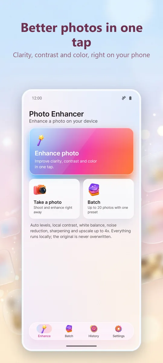 Photo Enhancer: Fix Photos: main screen