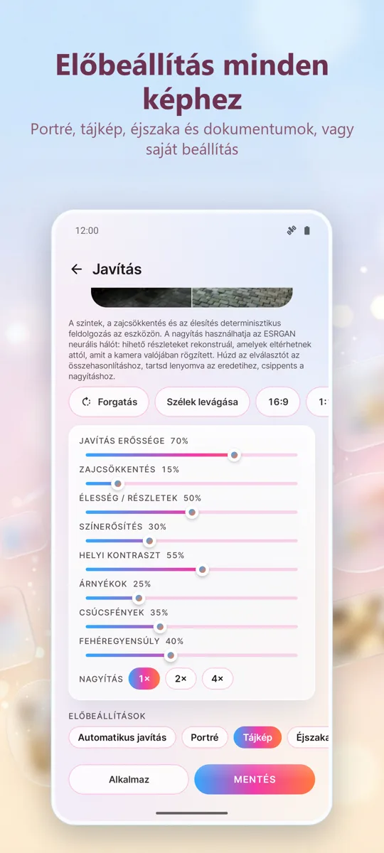 Fotójavító: Képek javítása: képernyőkép 3