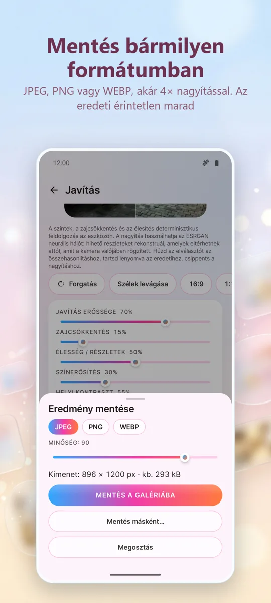 Fotójavító: Képek javítása: képernyőkép 4