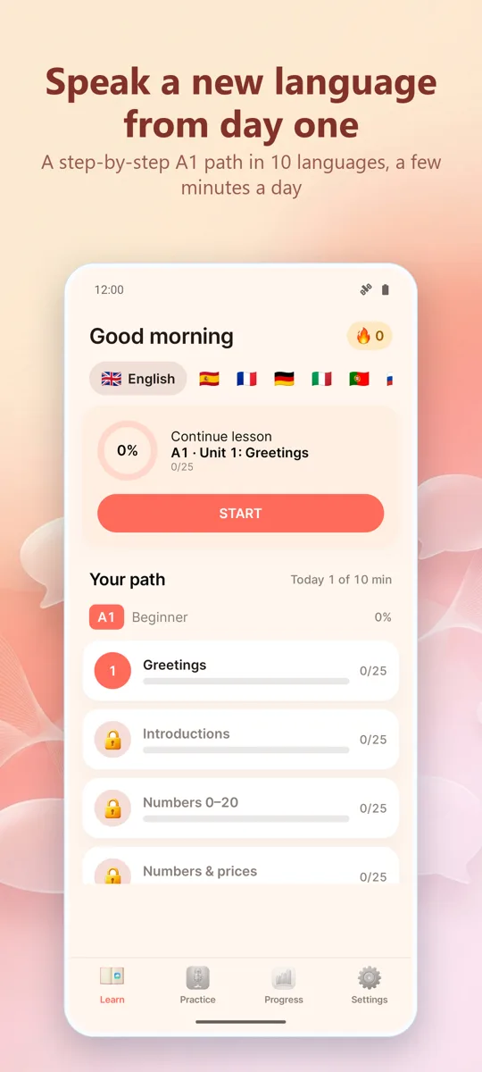 Pronunciation Coach: main screen