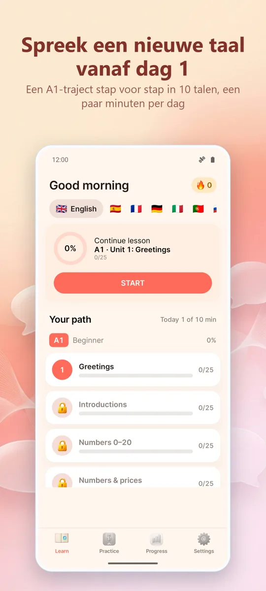 Pronunciation Coach: hoofdscherm